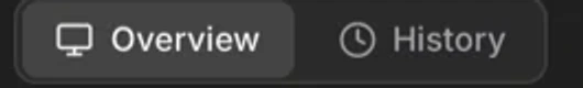 A pair of tabs in the Executor reading Overview and History.