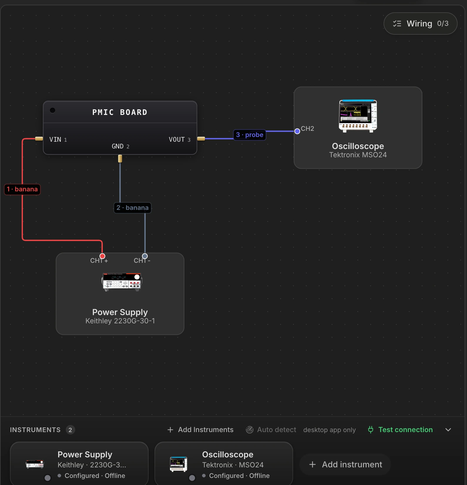The Schematic pane in the current build, showing the wiring canvas for the open project.